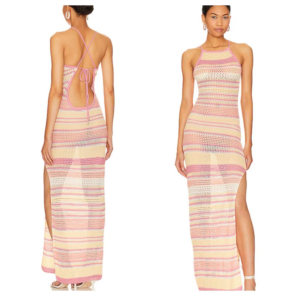 NEW L Space Hanna Montazamie Kaye Crochet Long Swimsuit Coverup Maxi $154 M